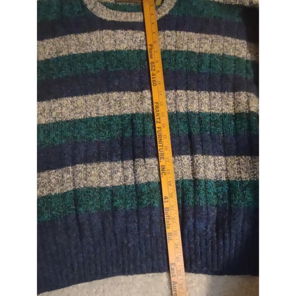 Hunting Horn J. Riggins Shetland Wool Striped Crewneck Sweater Mens L Hong Kong - Picture 7 of 8
